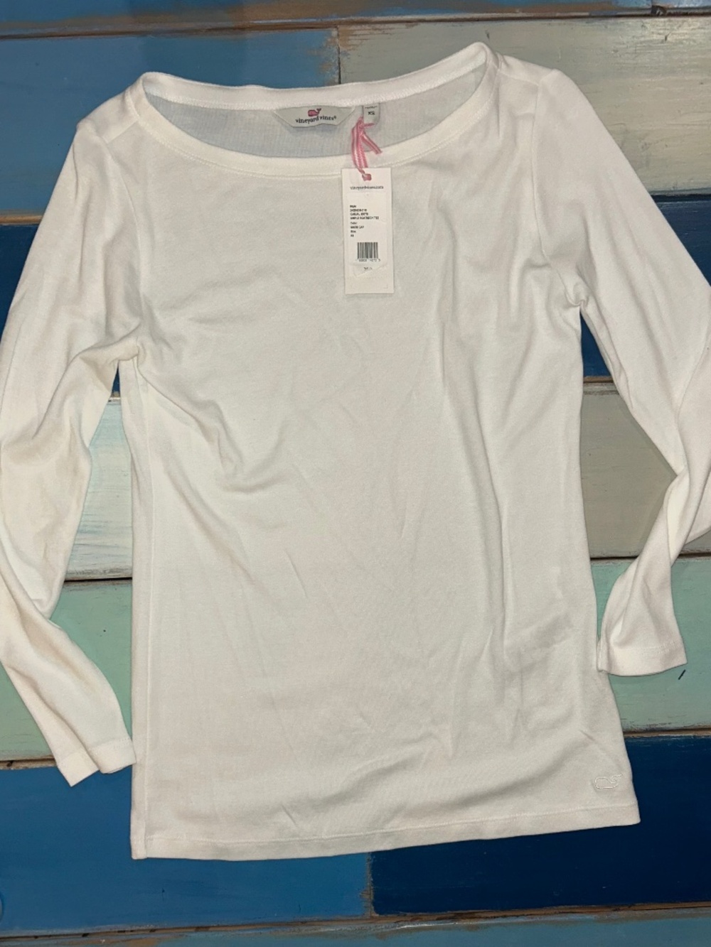 Vineyard Vines Simple Boatneck Tee White Long Sleeve XS NWT